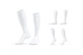 Blank white pair soccer socks toe mockup, different views