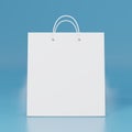 Blank white paper bag with, isolated, 3d rendering. Empty gift carry pack template. Shopping packet mock-up