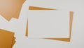 Blank white paper on the brown paper envelope. Mock-up of horizontal blank greeting card. Top view of Craft paper envelope Royalty Free Stock Photo