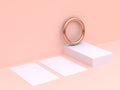 Blank white paper card mock up minimal cream scene 3d render