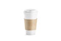 Blank white paper cup with craft sleeve holder mockup
