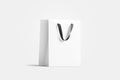 Blank white paper gift bag with black silk handle mockup,