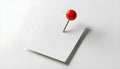 Blank white paper note attached with red push pin. Sheet with empty space for message or reminder. Notice board with on Royalty Free Stock Photo