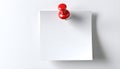 Blank white paper note attached with red push pin. Sheet with empty space for message or reminder. Notice board with on Royalty Free Stock Photo