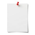 Single red pushpin securing blank paper note Royalty Free Stock Photo