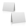 Blank white paper stand table holder card. 3D vector design template