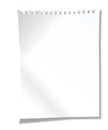 Blank white paper, torn from a spiral notepad, rests in soft shadow, providing an inviting space for messages, notes, or reminders Royalty Free Stock Photo