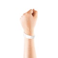 Blank white paper wristband mock up on persons arm