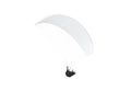 Blank white paraglider with person in harness mockup, bottom view