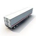 Blank white parked semi trailer, isolated on white 3D Illustration Royalty Free Stock Photo