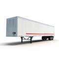 Blank white parked semi trailer, on white 3D Illustration Royalty Free Stock Photo