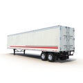 Blank white parked semi trailer, on white 3D Illustration Royalty Free Stock Photo