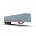 Blank white parked semi trailer, on white 3D Illustration Royalty Free Stock Photo