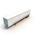 Blank white parked semi trailer, on white 3D Illustration Royalty Free Stock Photo