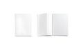 Blank white passport cover mockup, front and back, isolated, 3d rendering. Empty identity document case mock up, top
