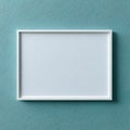 Blank White Picture Frame Mockup on Textured Teal Wall Royalty Free Stock Photo