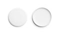 Blank white plastic frisbee mockup, isolated, front and back Royalty Free Stock Photo