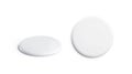 Blank white plastic frisbee mockup, isolated, top and side view Royalty Free Stock Photo