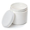 Blank white plastic jar with lid isolated on white background Royalty Free Stock Photo