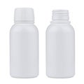 Blank white plastic pill or hygiene liquid bottle isolated