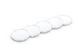Blank white plastic round chip mockup lying row, side view Royalty Free Stock Photo