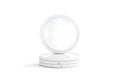 Blank white plastic round chip mockup stand on stack, isolated. Royalty Free Stock Photo