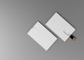 Blank white plastic wafer usb card design mockup, 3d rendering. Visiting a flash drive business card mock up.