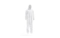 Blank white plush jumpsuit with hood mockup, side view