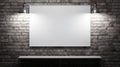 Perspective Rendering: White Board On Brick Wall With Wall Lights And Lamps