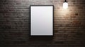 Realistic Depiction Of Light: Blank Poster On Brick Wall