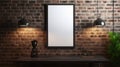 Bold And Busy Framed Mirror With Realistic Lighting On Brick Wall