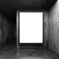 Blank white poster banner in dark concrete room Royalty Free Stock Photo