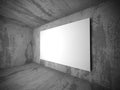 Blank white poster banner in dark concrete room Royalty Free Stock Photo