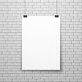 Blank white poster on brick wall vector illustration Royalty Free Stock Photo