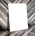 Blank white poster frame at tropical wooden room Canvas frame te Royalty Free Stock Photo