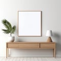 Minimalist Frame and Wooden Console with Silhouette Lighting