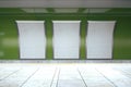 Blank white posters on green subway wall Royalty Free Stock Photo