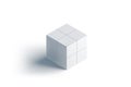 Blank white promotional magic cube mockup, stand isolated,