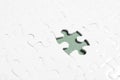 Blank white puzzle with missing piece on background Royalty Free Stock Photo