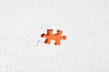 Blank white puzzle with missing piece on background Royalty Free Stock Photo