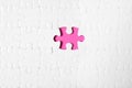 Blank white puzzle with missing piece on background, top view Royalty Free Stock Photo