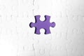 Blank white puzzle with missing piece on background, top view Royalty Free Stock Photo