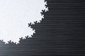 Blank white puzzle pieces on wooden background, flat lay. Space for text Royalty Free Stock Photo