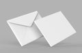 Blank white realistic baronial envelopes mock up. 3d rendering illustration. Royalty Free Stock Photo