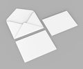 Blank white realistic baronial envelopes mock up. 3d rendering illustration. Royalty Free Stock Photo