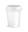 Blank white realistic coffee cup mockup isolated on white background. Latte, mocha or cappuccino plastic container cup