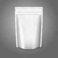 Blank white realistic plastic pouch with zipper.