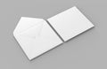 Blank white realistic square straight flap envelopes mock up. 3d rendering illustration. Royalty Free Stock Photo