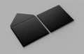 Blank black realistic square straight flap envelopes mock up. 3d rendering illustration. Royalty Free Stock Photo