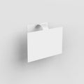 Blank white rectangular advertising PVC shelf Wobbler, mockup of plastic shelf dangler for shopping centres Royalty Free Stock Photo